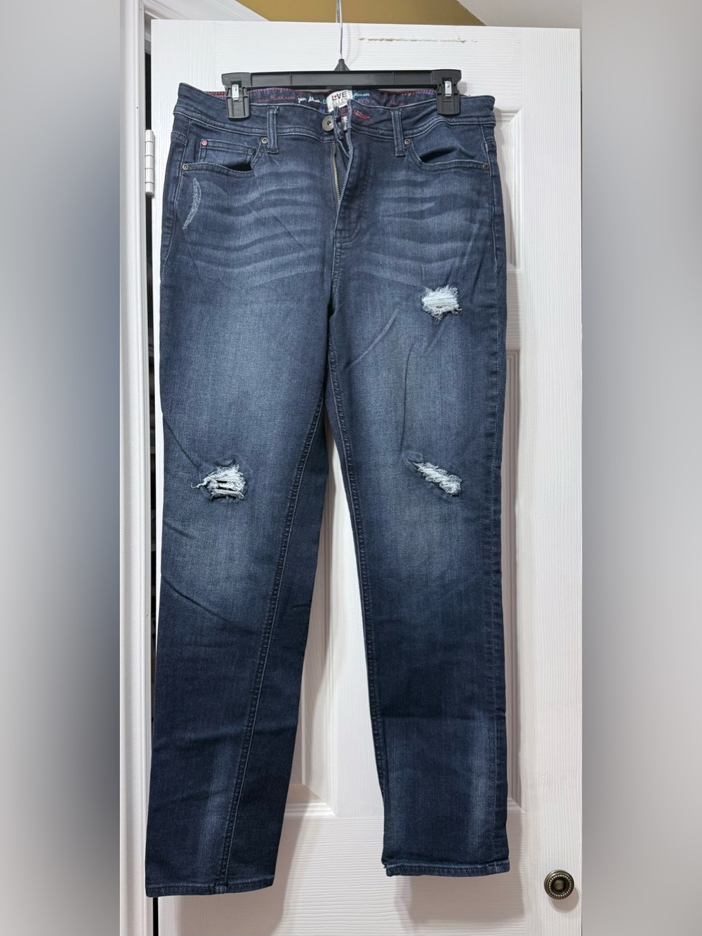 Ellen Degeneres Dark Indigo Skinny Distressed Jeans
